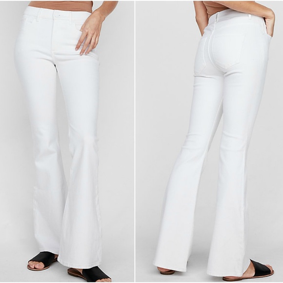 Express Denim - NWT EXPRESS Jeans Bell Flare Mid Rise White Size 8